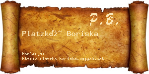 Platzkó Boriska névjegykártya